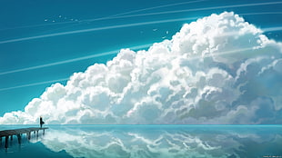 white cloudy sky illustration HD wallpaper