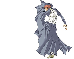 cartoon character holding gray cape