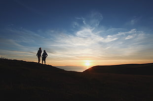 sunset over horizon, sunset, landscape, clouds