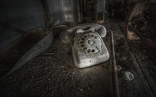 black and gray electronic device, ruin, telephone HD wallpaper