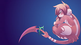 orange-haired female anime character with tail illustration, furry, Anthro HD wallpaper