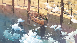 people in brown boat illustration, Hoshi wo Ou Kodomo, anime HD wallpaper