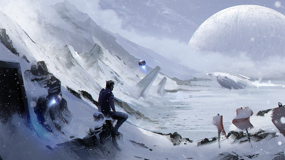 men's black shirt, artwork, Monstercat HD wallpaper