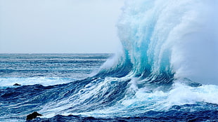 blue body of water, beach, waves, sea HD wallpaper
