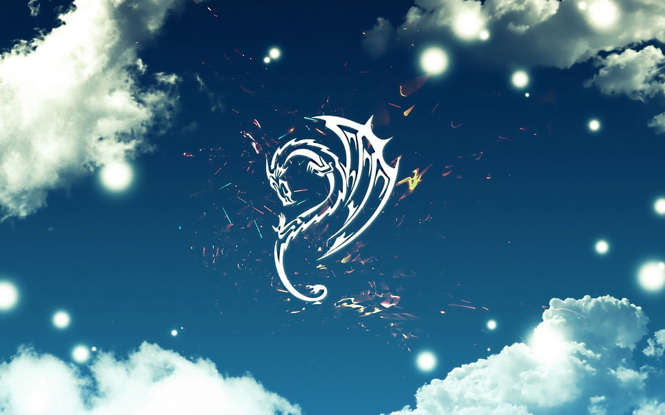 white dragon tribal sketch illustration HD wallpaper