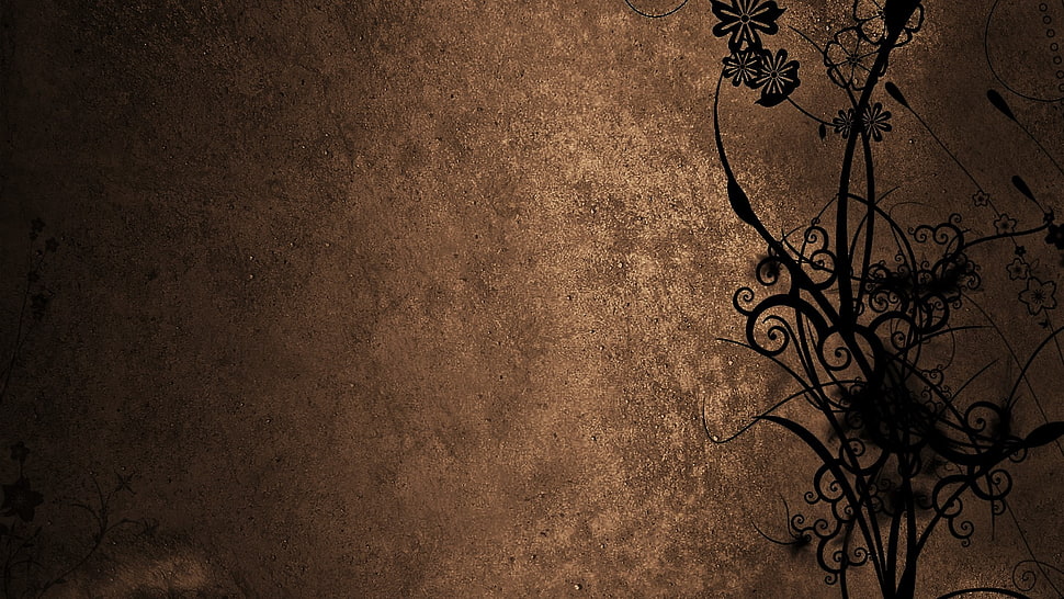 brown and black floral digital wallpaper HD wallpaper
