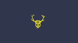 yellow skull logo, skull, yellow, dark blue, True Detective