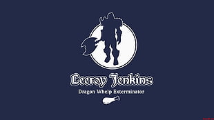 Leeroy Jenkins poster, World of Warcraft, Leeroy Jenkins, blue background, simple background