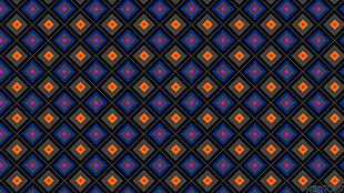 orange and purple diamond wallpaper, pattern, diamonds, abstract