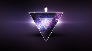 astronaut on top of reverse triangle with cosmos background