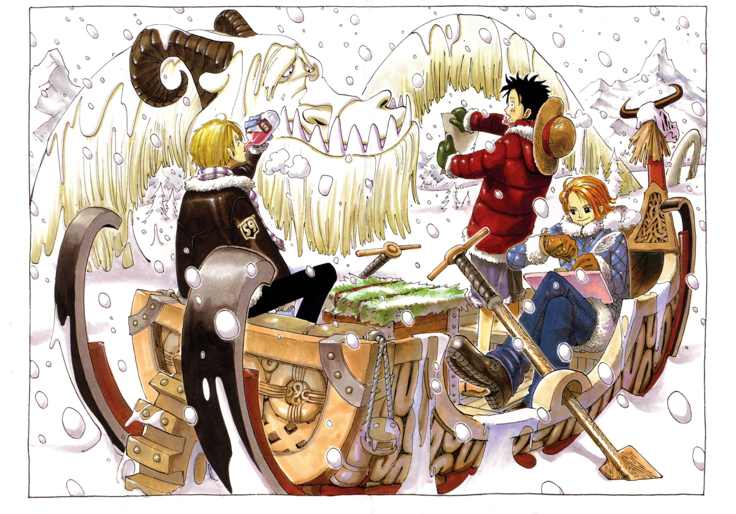 One Piece illustration, One Piece, Monkey D. Luffy, Nami, Sanji