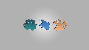 three Pokemon stencil stickers, Pokémon, Venusaur, Blastoise, Charizard HD wallpaper
