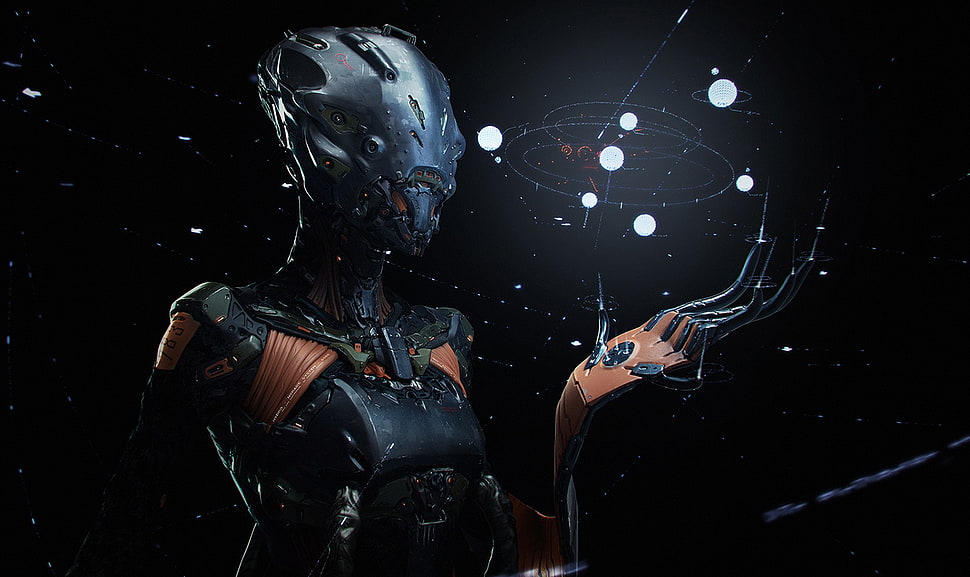 black and brown alien clip art, artwork, robot, science fiction, machine HD wallpaper