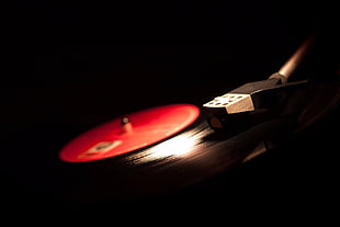 black vinyl record, lights, vinyl, plates, musical instrument