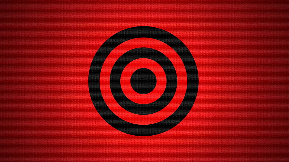 red and black area rug, artwork, circle, minimalism, digital art HD wallpaper