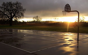 white and black basketball hoop, basketball, sport , sports, basketball court