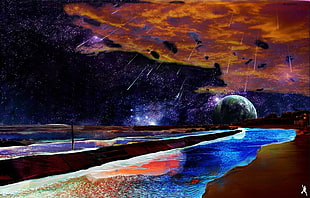 night sky illustration, space art