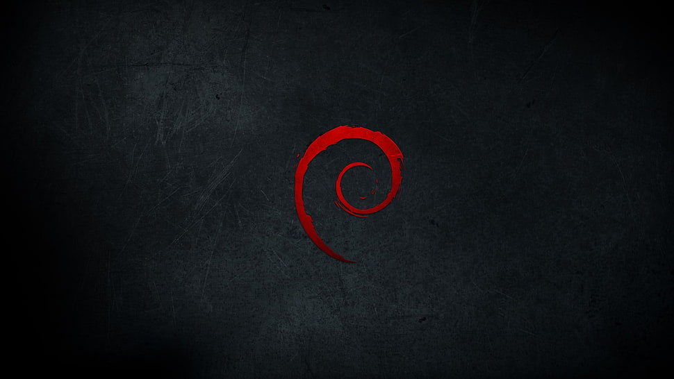 red spiral artwork, Debian, dark, Bass Clef, Linux HD wallpaper