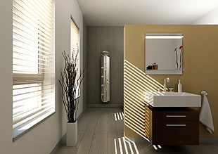 photo of bathroom interior during daytime HD wallpaper