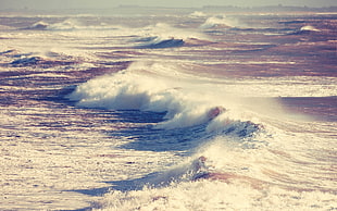 water waves, sea, waves, nature HD wallpaper