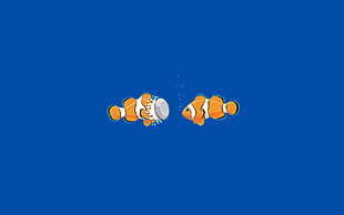 two clown fish drawings, minimalism HD wallpaper