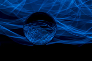 blue smoke on clear ball digital wallpaper
