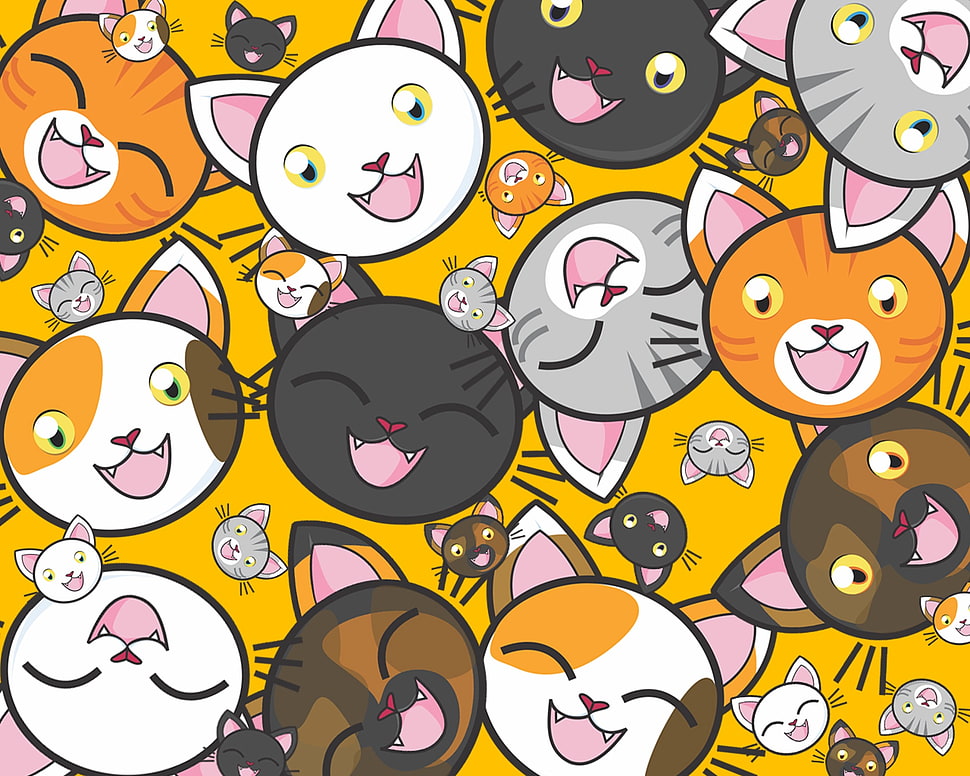 cat print artwork HD wallpaper
