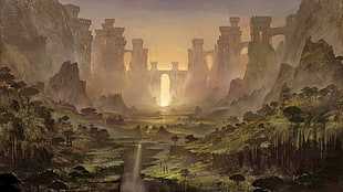 castle painting, fantasy art, fantasy city, Battlegrounds of Eldhelm, video games HD wallpaper
