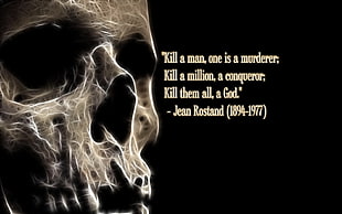 Jean Rostand quote, quote, skull, typography, Fractalius HD wallpaper