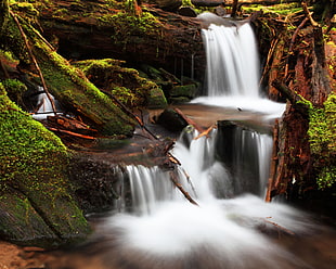 timelapse photography of waterfalls HD wallpaper