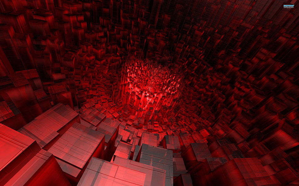 digital cube wallpaper, CGI, abstract, red HD wallpaper