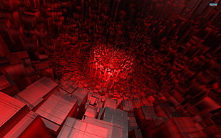 digital cube wallpaper, CGI, abstract, red