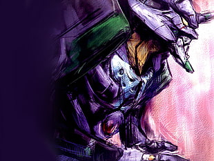 purple robot drawing, EVA Unit 01, Neon Genesis Evangelion