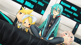 anime characters, Vocaloid, Hatsune Miku, twintails, long hair
