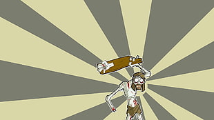 person holding plank illustration, zombie jesus, dark, minimalism