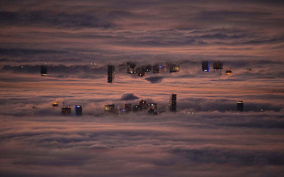 high-rise buildings, building, sky, skyscraper, clouds HD wallpaper