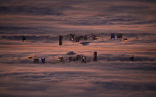 high-rise buildings, building, sky, skyscraper, clouds