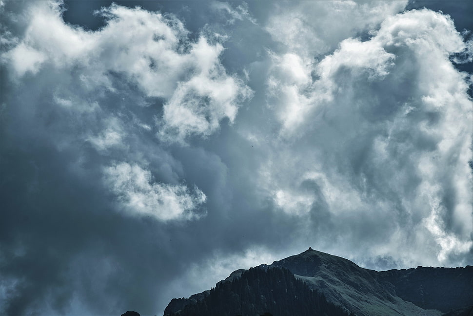 white clouds, Clouds, Mountains, Sky HD wallpaper