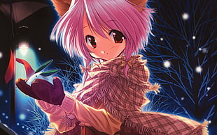 girl anime character holding white rabbit poster