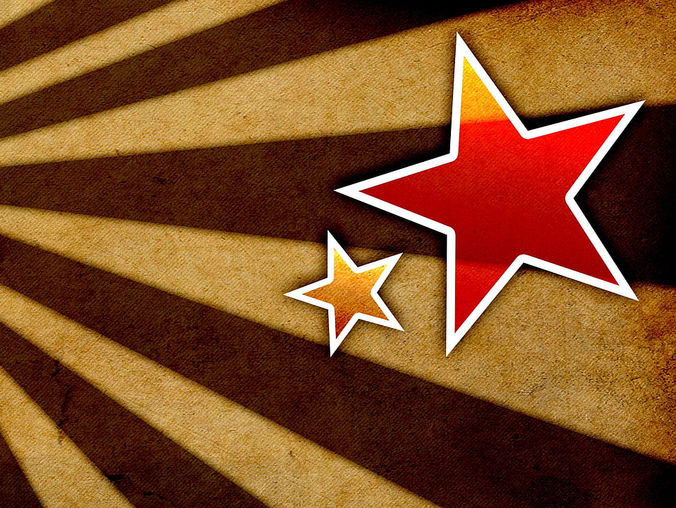 two orange-and-red star illustration HD wallpaper