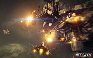 black and yellow cruiser motorcycle, space, video games, Star conflict HD wallpaper