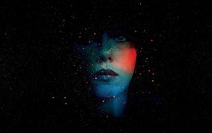 outer space photography of woman's face opaque with stars