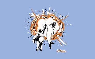 gorilla and shark digital wallpaper, gorillas, shark, explosion, high-five