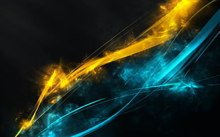 yellow and blue abstract illustration, abstract HD wallpaper
