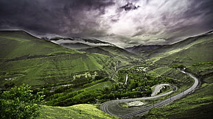 green mountain, road HD wallpaper