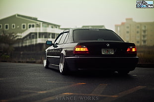black BMW sedan Stance Works, car,  bmw E38, Stance, tuning HD wallpaper