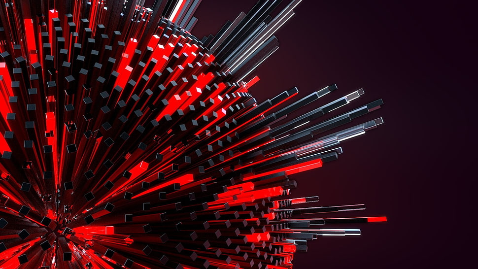 round red and black illustration, 3D, geometry, digital art, abstract HD wallpaper