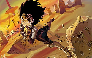 black haired man using gun anime character illustration HD wallpaper