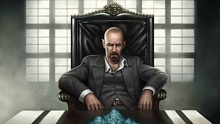 man sitting on black armchair digital wallpaper, Breaking Bad