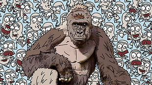 brown monkey illustration, harambe, Rick and Morty, Rick Sanchez